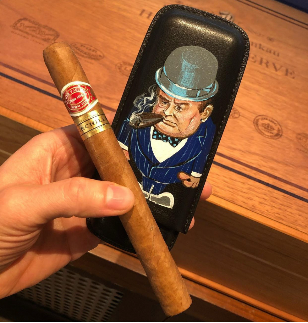 Cure Hand painted Churchill Cigar Case