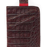 Matt Burgundy Genuine Crocodile Skin Pull-up Credit Card Holder