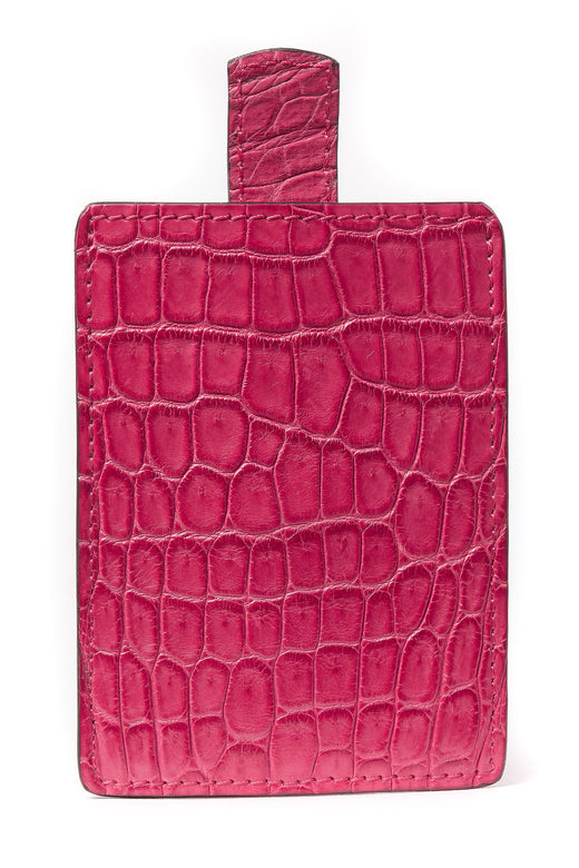 Matt Pink Genuine Crocodile Skin Pull-up Credit Card Holder