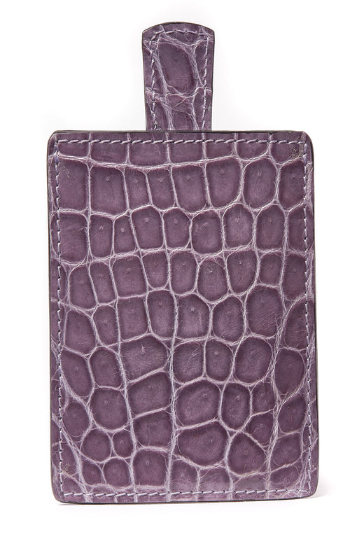 Glazed Lavender Genuine Crocodile Skin Pull-up Credit Card Holder