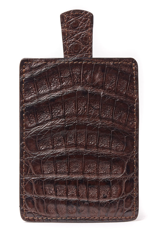 Matt Brown Genuine Crocodile Skin Pull-up Credit Card Holder