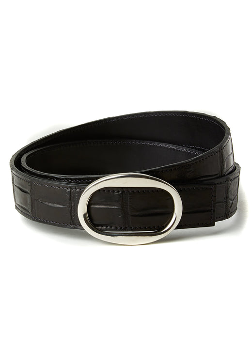 Matt Black Genuine Crocodile Skin Belt 30MM