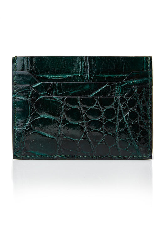 SOLD OUT Glazed Green Genuine Crocodile Skin Credit Card Holder