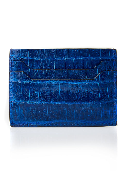 SOLD OUT Glazed Blue Genuine Crocodile Skin Credit Card Holder