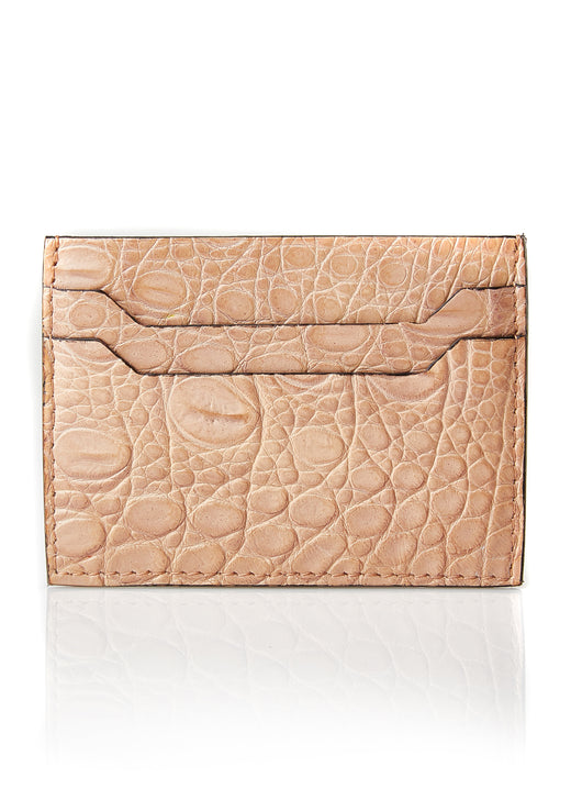 Matt Nude Genuine Crocodile Skin Credit Card Holder