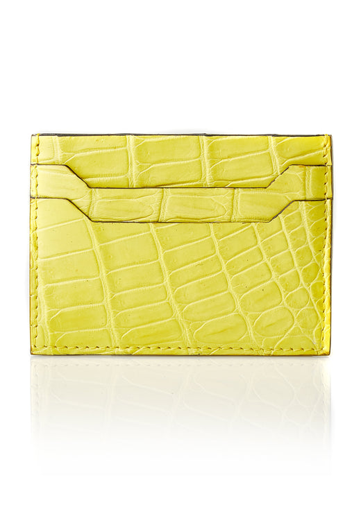 SOLD OUT Matt Yellow Genuine Crocodile Skin Credit Card Holder