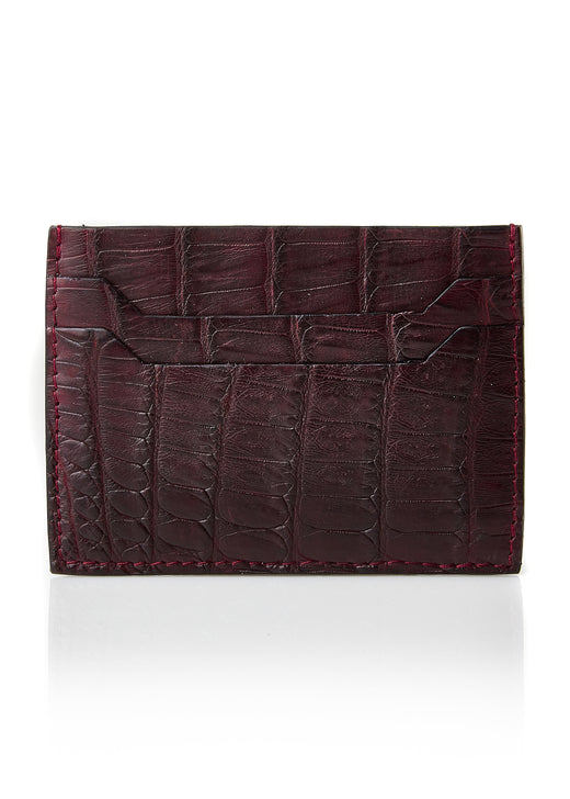 Matt Burgundy Genuine Crocodile Credit Card Holder