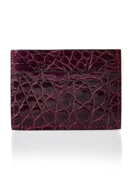 SOLD OUT Glazed Plum Genuine Crocodile Skin Credit Card Holder