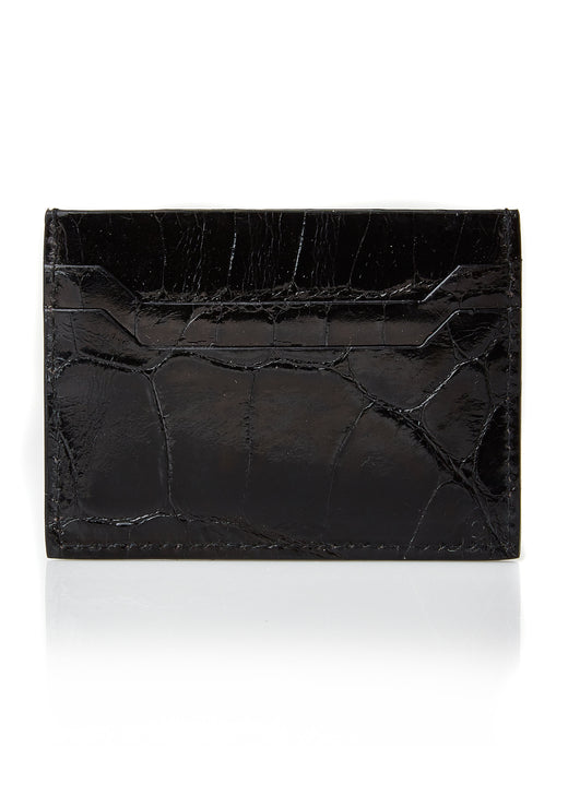Glazed Black Genuine Crocodile Skin Credit Card Holder