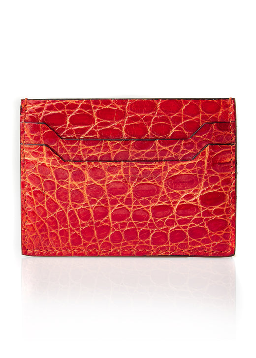 Matt Orange Genuine Crocodile Skin Credit Card Holder