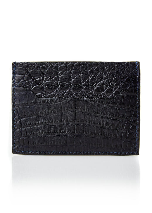 Matt Black Genuine Crocodile Skin Credit Card Holder