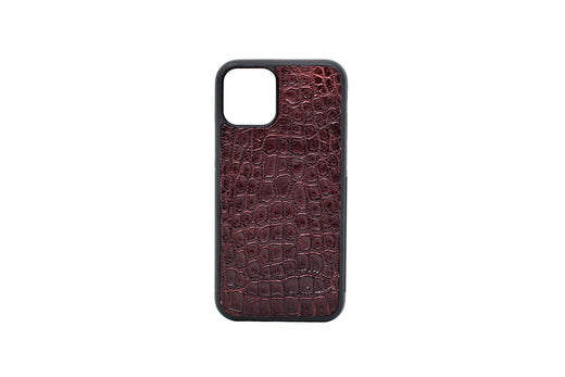 Genuine Matt Burgundy Crocodile Skin IPhone Case