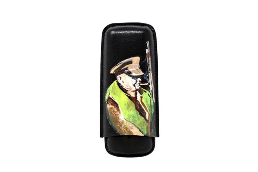 Sir Winston Churchill Hand Painted Cigar Case for 2 Cigars