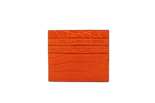 Genuine Matt Orange Crocodile Skin Credit Card Holder
