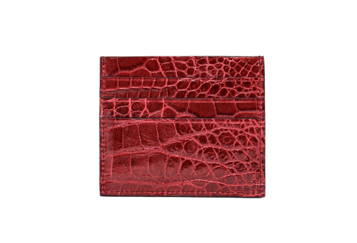 Genuine Glazed Red Crocodile Skin Credit Card Holder