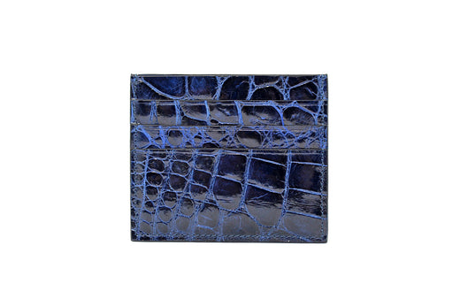 Genuine Glazed Navy Blue Credit Card Holder