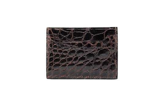 Genuine Glazed Brown Crocodile Skin Credit Card Holder
