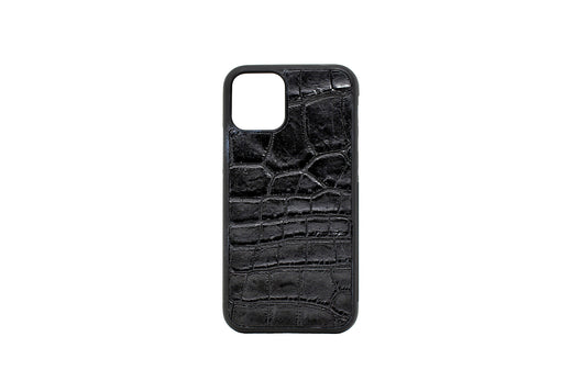 Genuine Matt Black Crocodile Skin IPhone Case