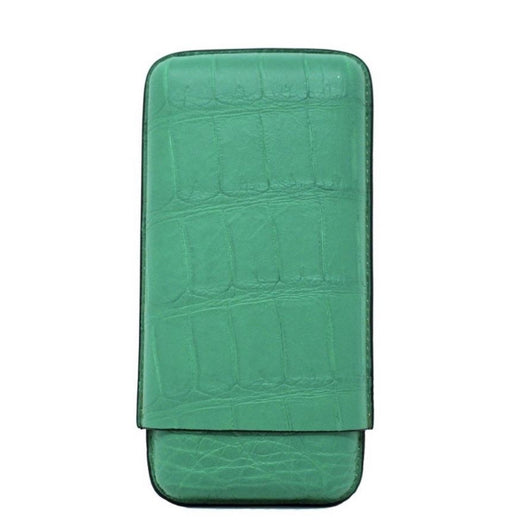 Aquamarine Crocodile Three Cigar Case